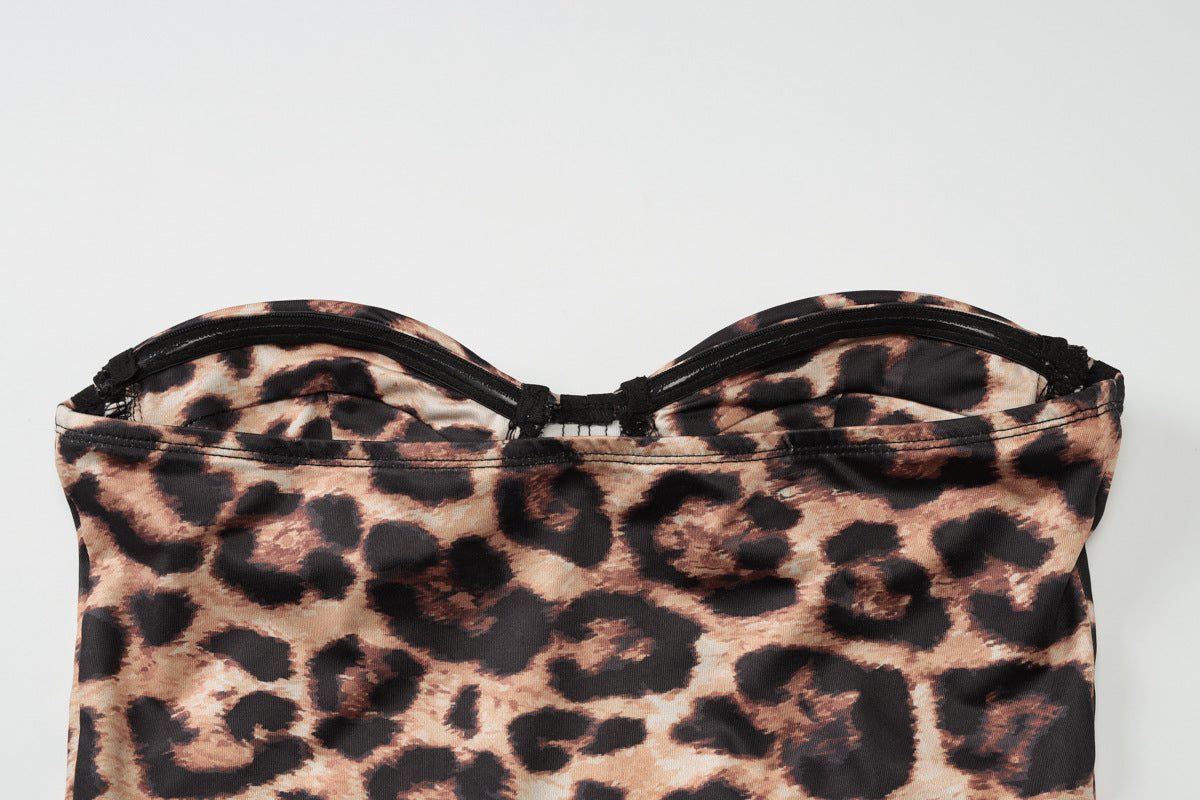 Leopard Print Women Clothing Summer Vest Outdoor Wear Niche Super Short Top