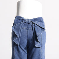 Blue Fashionable Elegant Jeans for Women Spring Bow