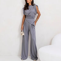 Summer Solid Color Asymmetric Two-Piece Set for Women - Modestly Vogue