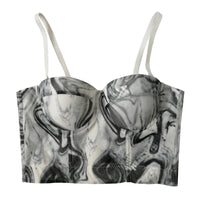 Gradient Printing Slip plus Size Women Summer Ink Painting Backless Lace Vest with Chest Pad Tube Top - Modestly Vogue