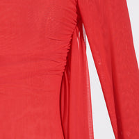 Deep Elegant T-Shirt for Women - Autumn Stand Collar Long Sleeve Mesh Slim Top
