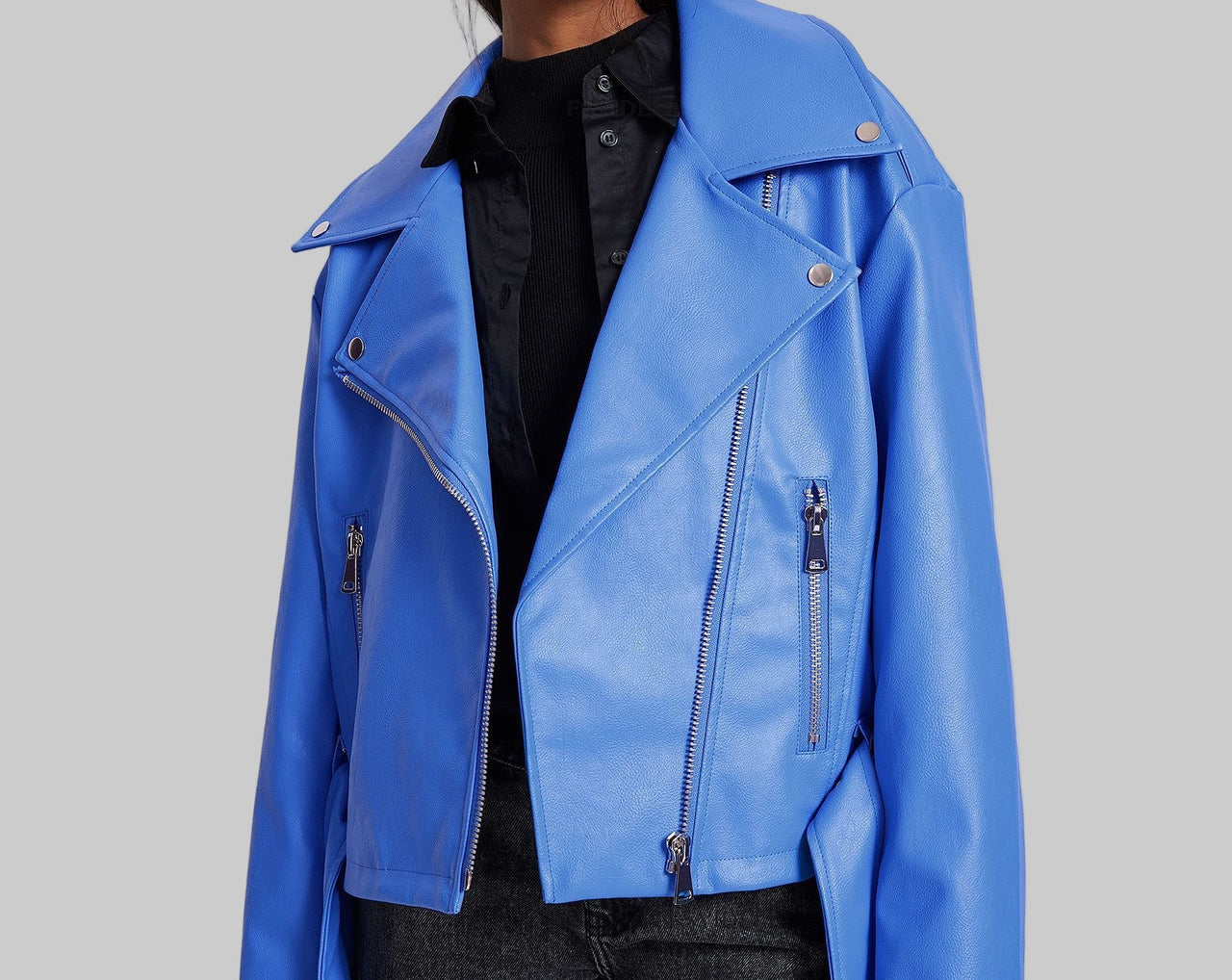 Autumn Winter Leather Coat Women Punk Short Belt Collared Locomotive Jacket Top - Modestly Vogue