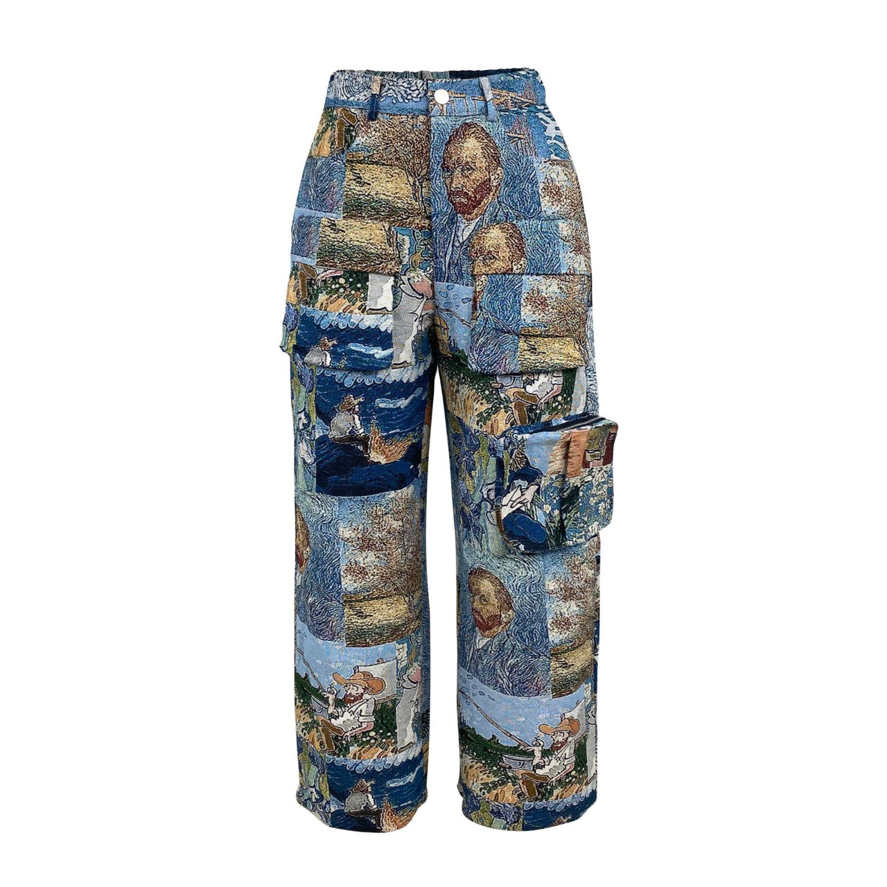 Women’s Jacquard Cargo Pants – Retro Casual Trousers with Pockets - Modestly Vogue