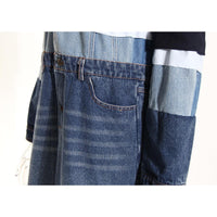 Blue Niche Design Denim Trench Coat for Women Autumn Winter Contrast Color Splicing Coat Women Mid Length Petite Coats Tide