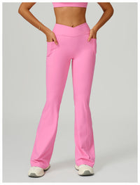 High Waist Cross Waist Wide Leg Bootcut Yoga Leggings Pants
