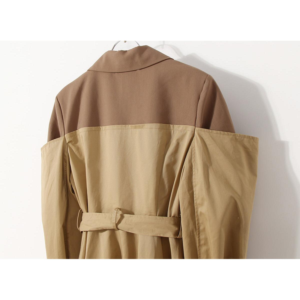 Neutral Color Knot Collar Trench Coat Women Mid Length Knee Autumn Design Waist Trimming Coat