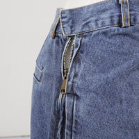 Blue Denim High Waist Ruched Wide Leg Jeans