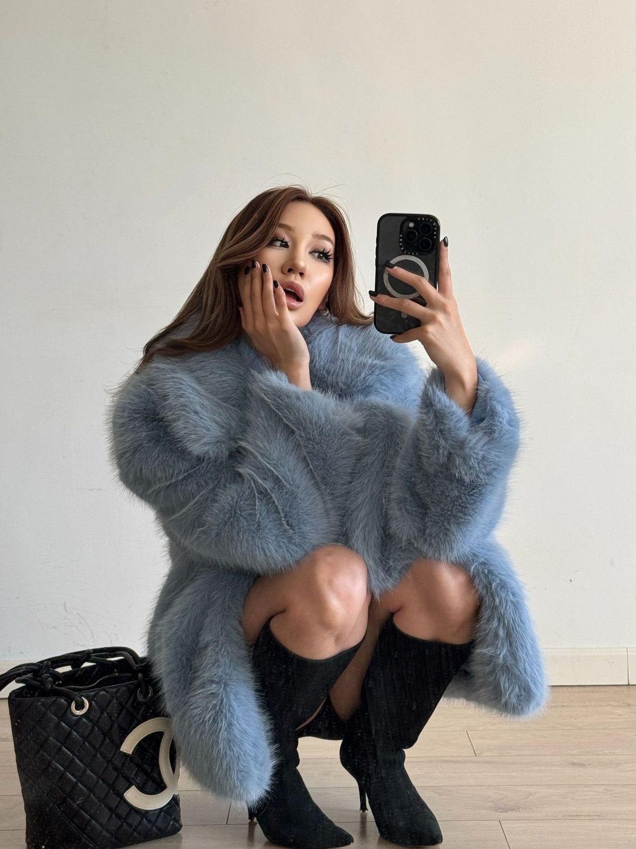 Mid Length Young Fashionable Autumn Winter Warm Faux Fur Coat Women