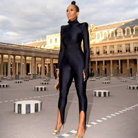 Black Women Winter High Collar Long Sleeve Finger Stall Slim