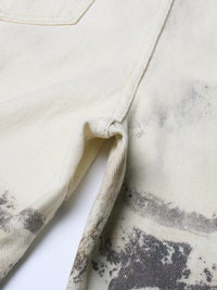 Neutral Blooming Ink Painting Patchwork Trousers for Women - High Waist Autumn Casual Jeans