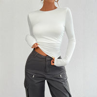 Elegant Slim Round Neck Knitted Long Sleeve Top for Women - Modestly Vogue