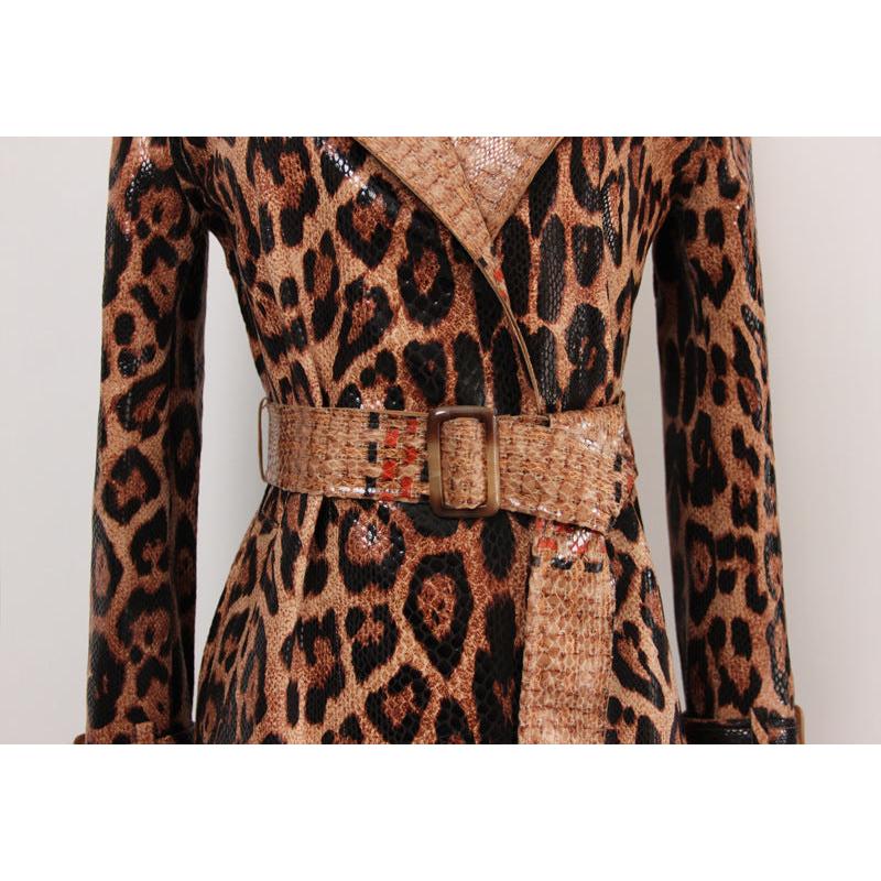 Leopard Print Goods Spring Autumn Snakeskin Long Trench Coat