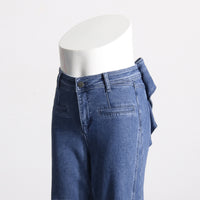 Blue Fashionable Elegant Jeans for Women Spring Bow