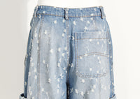 Blue Niche Design Jeans High Waist Loose Hole Trousers