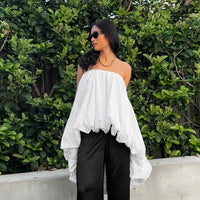 Spring Summer White Sexy Elegant off the Shoulder Tube Top Personal Casual Street Dress Women - Modestly Vogue