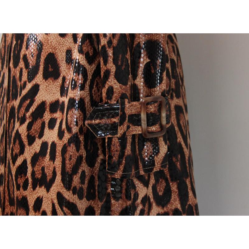 Leopard Print Goods Spring Autumn Snakeskin Long Trench Coat