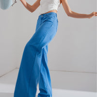 Earthtone Women Multi Color Wide Leg Jeans Street Hipster Solid Color Loose Fitting Denim Trendy