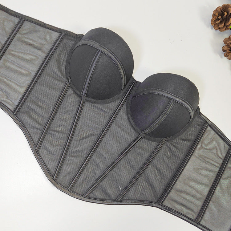 Pastel Corset Boning Corset Corset Mesh Thin Strap Wrapped Chest