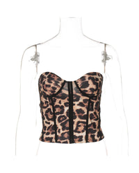 Leopard Print Women Clothing Summer Vest Outdoor Wear Niche Super Short Top