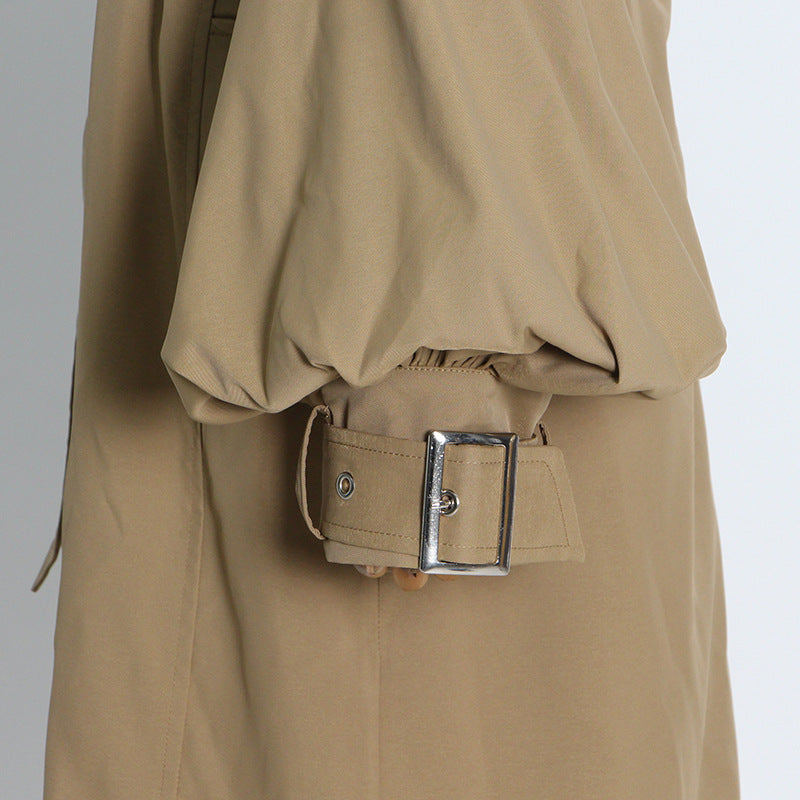 Neutral Elegant High Grade Windbreaker for Women Long Sleeve Slim-Fit Trench Coat - Modestly Vogue