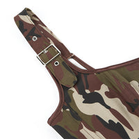 Earthtone Camouflage Adjustable Shoulder Strap Women Tube Top Push up Top