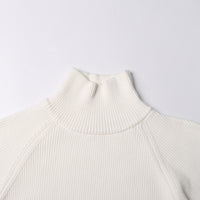 Neutral Elegant Half Turtleneck Sweater - Asymmetric Slim Fit for Women