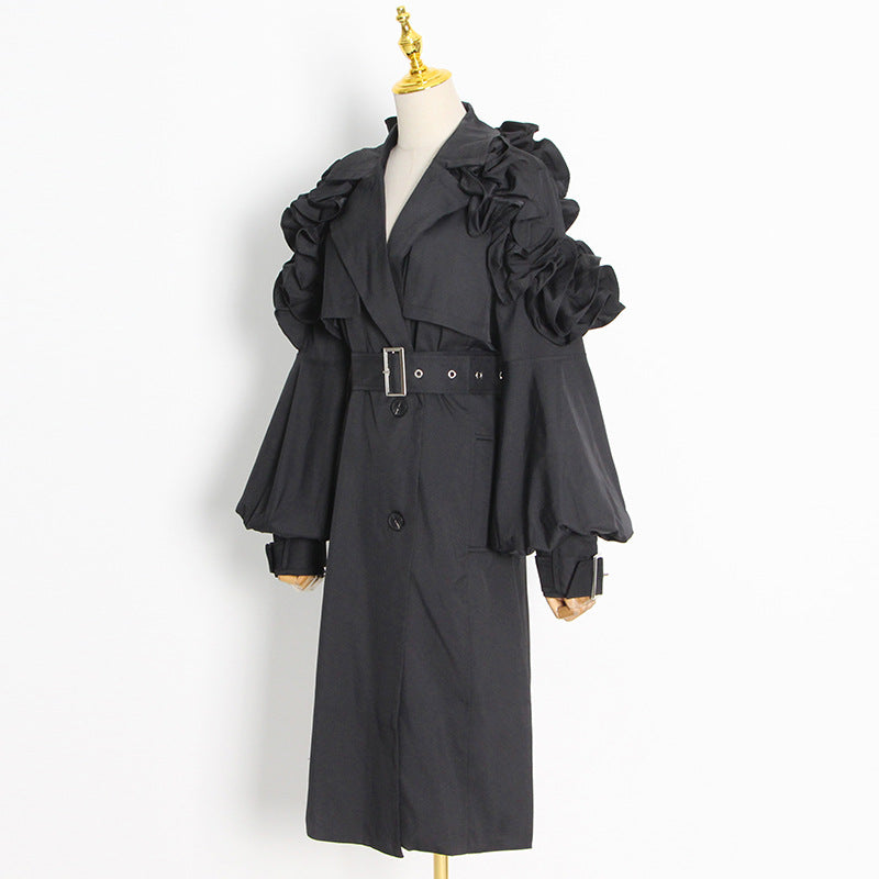 Neutral Elegant High Grade Windbreaker for Women Long Sleeve Slim-Fit Trench Coat - Modestly Vogue