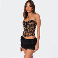 Leopard Print Women Clothing Summer Vest Outdoor Wear Niche Super Short Top