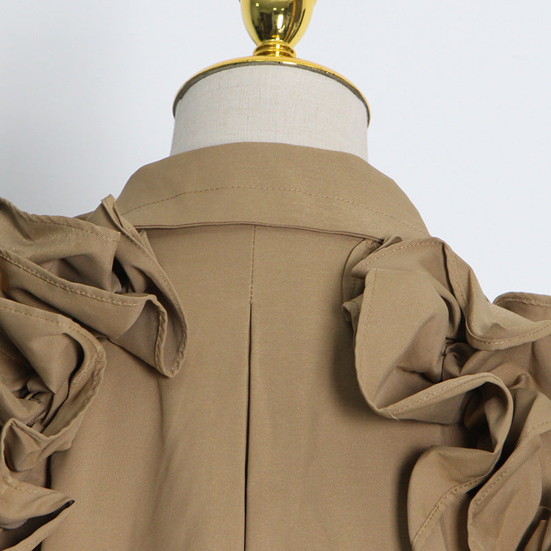 Neutral Elegant High Grade Windbreaker for Women Long Sleeve Slim-Fit Trench Coat - Modestly Vogue