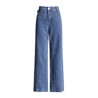 Blue Fashionable Elegant Jeans for Women Spring Bow