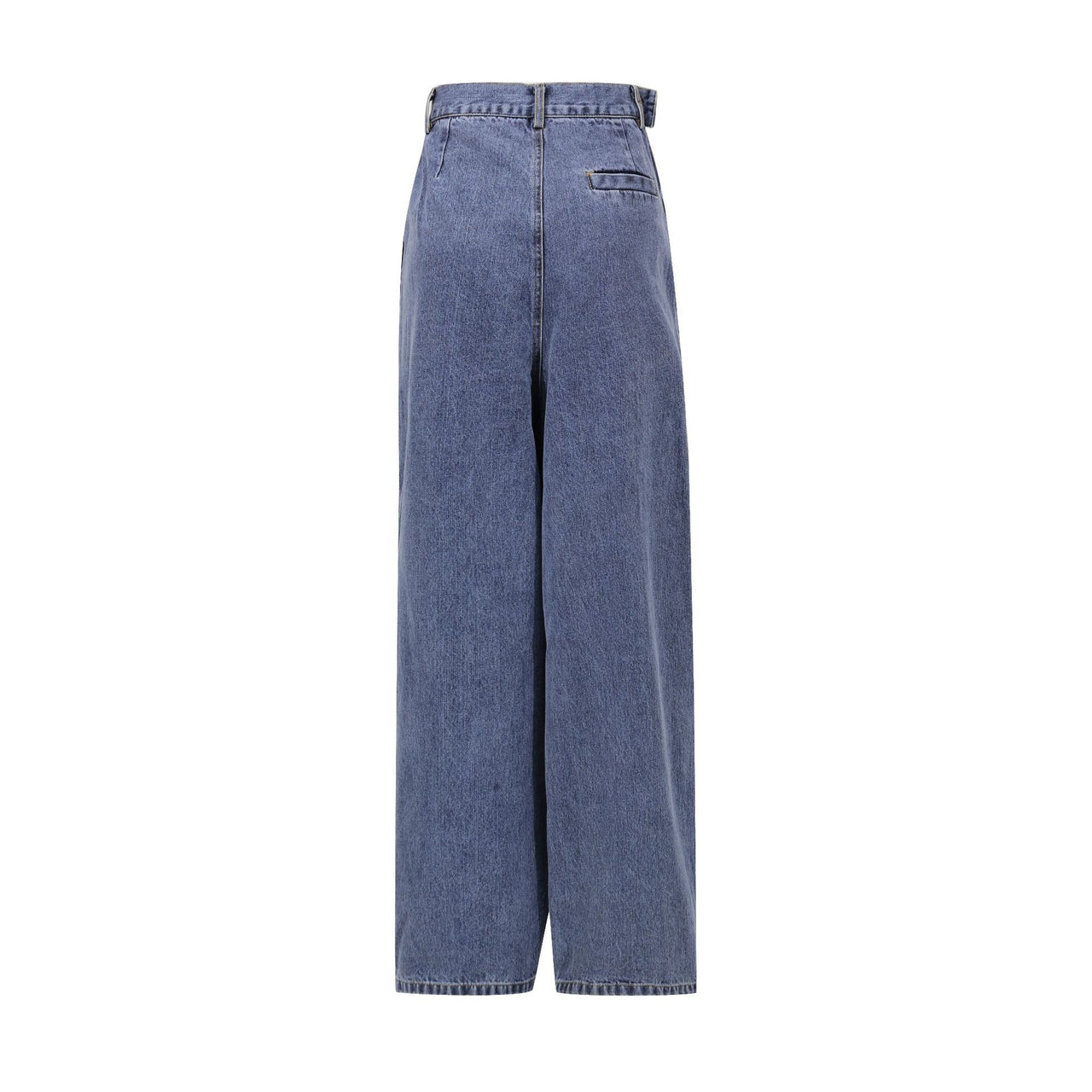 Blue Denim High Waist Ruched Wide Leg Jeans