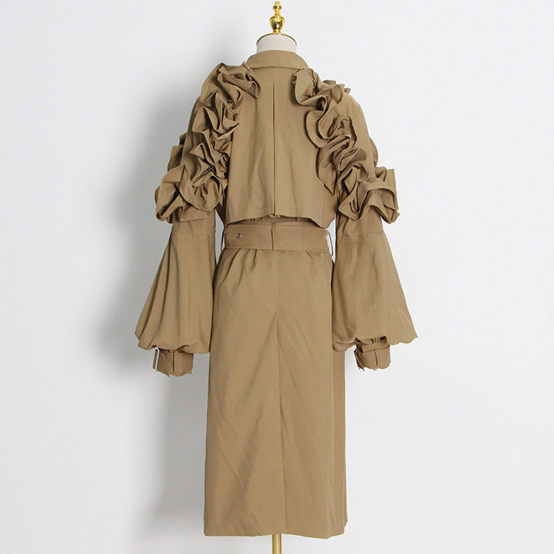 Neutral Elegant High Grade Windbreaker for Women Long Sleeve Slim-Fit Trench Coat - Modestly Vogue