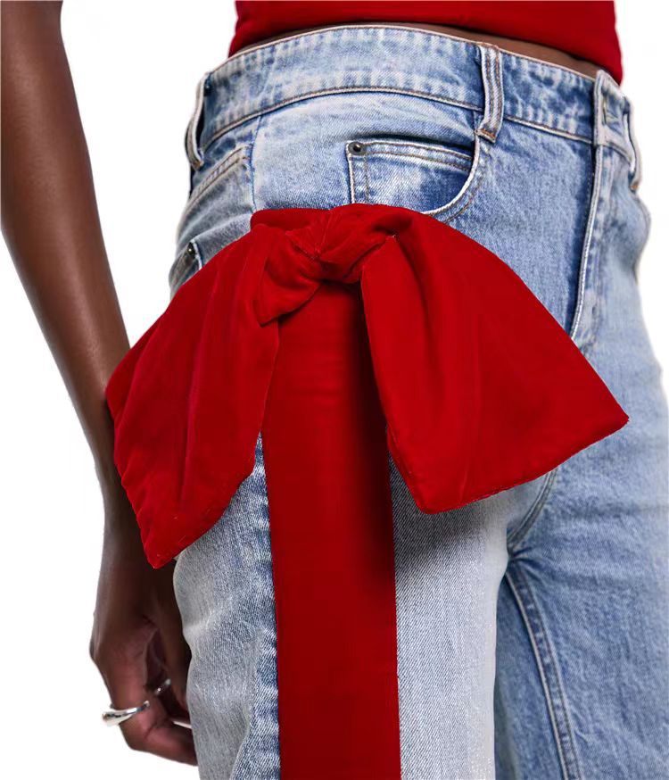 Blue Bow Detail Jeans