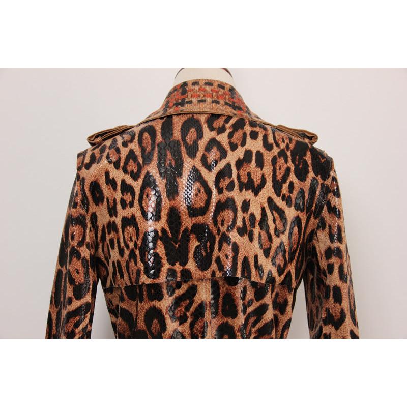 Leopard Print Goods Spring Autumn Snakeskin Long Trench Coat