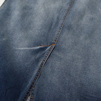 Blue Gradient Washed Denim Skirt for Women - Frayed Hem Split Slimming Design