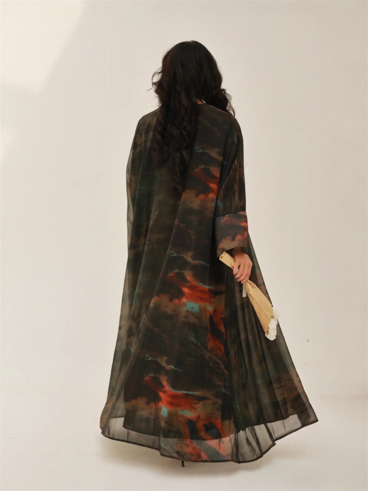 Open Front Tie-Dye Abaya – Modest Full Sleeve Arabian Style - Modestly Vogue
