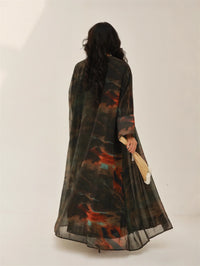 Open Front Tie-Dye Abaya – Modest Full Sleeve Arabian Style - Modestly Vogue
