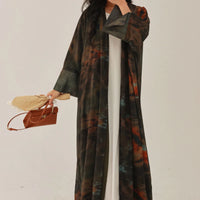 Open Front Tie-Dye Abaya – Modest Full Sleeve Arabian Style - Modestly Vogue