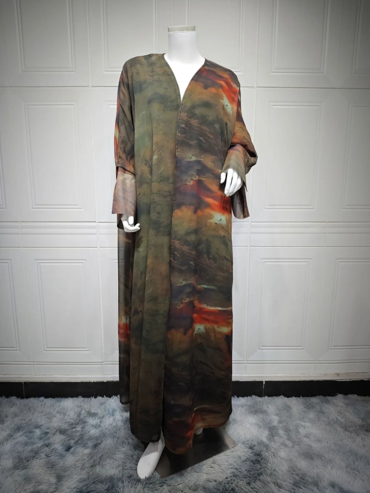 Open Front Tie-Dye Abaya – Modest Full Sleeve Arabian Style - Modestly Vogue