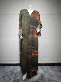 Open Front Tie-Dye Abaya – Modest Full Sleeve Arabian Style - Modestly Vogue