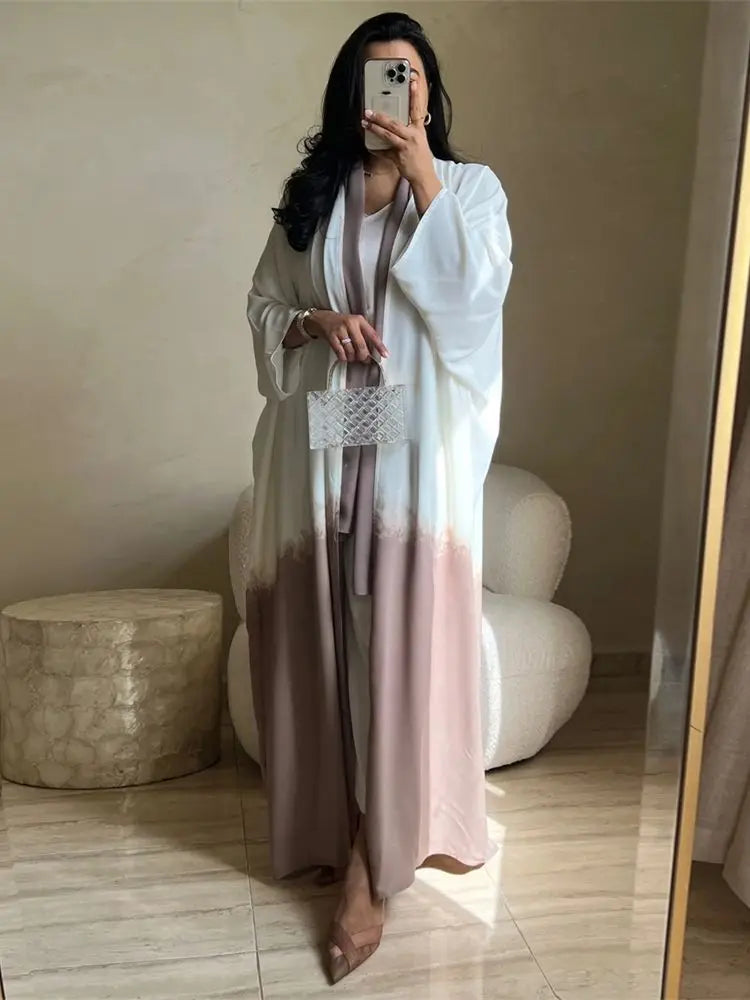 Ramadan & Eid Tie-Dye Open Batwing Kimono Abaya – Dubai Summer Style - Modestly Vogue