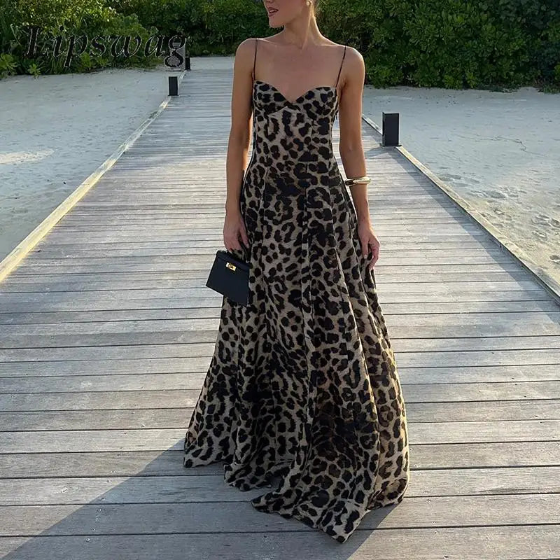 Leopard Print Slip Maxi Dress – Elegant Sleeveless Beach Dress - Modestly Vogue