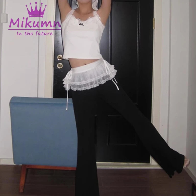 White Lace-Up Mini Skirt – Korean Y2K Cute Aesthetic for Women - Modestly Vogue