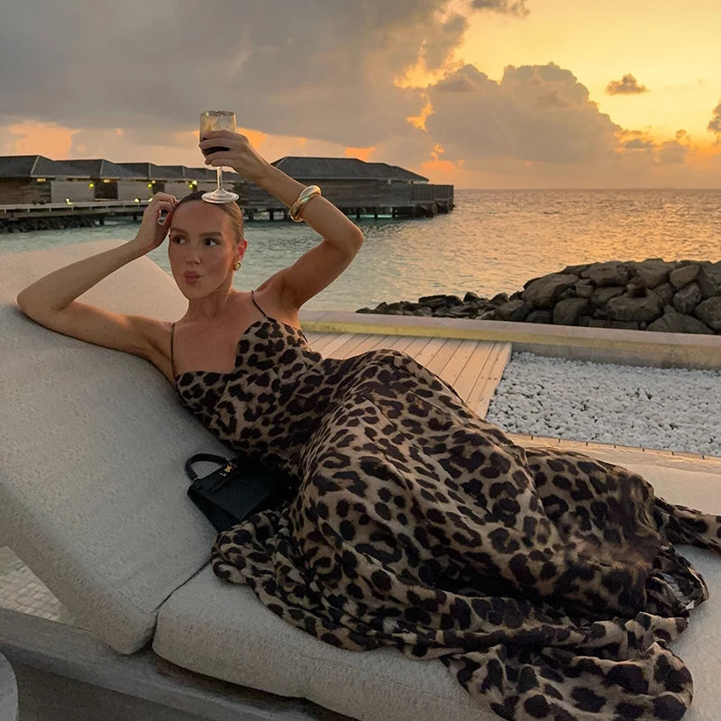 Leopard Print Slip Maxi Dress – Elegant Sleeveless Beach Dress - Modestly Vogue