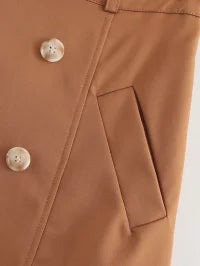 Earthtone Professional Spring And Autumn Lapel Skirt Set Neutral