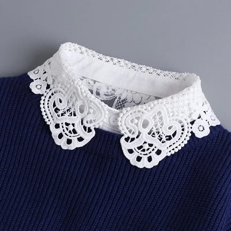 Hollow Lace Chiffon Doll Cotton Fake Collar Blouse Sweater Detachable