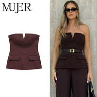 MUJER off Shoulder Tube Top Women Sexy Strapless Crop Top Woman