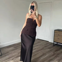 MUJER off Shoulder Tube Top Women Sexy Strapless Crop Top Woman