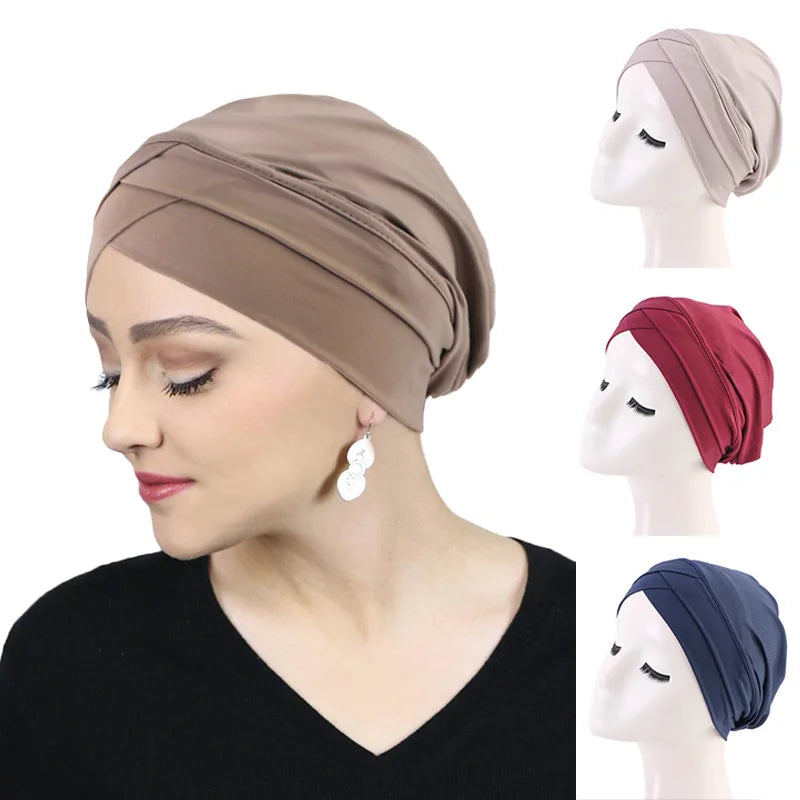 Women’s Cross Muslim Hijab Inner Hat – Islamic Undercap Arab Wrap