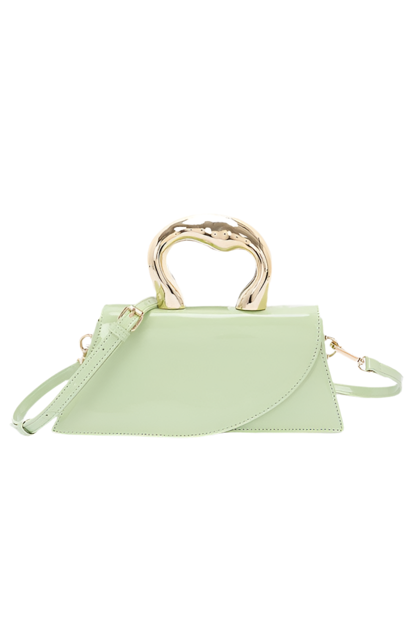 Silver Handle Patent Leather Swing Bag Purse
